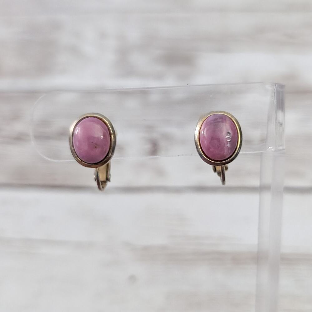 Vintage Clip On Earrings Pinky/Mauve 0.5" Oval